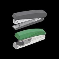 Set of stapler in vector art style, isolated on black background. stapler in vector art style for coloring book.