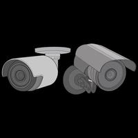 Set of cctv in coloring vector style, isolated on black background. Cctv in coloring vector style for coloring book.