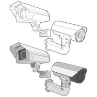 Set of cctv in coloring vector style, isolated on white background. Cctv in coloring vector style for coloring book.