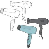 Set of hair dryer vector art hand drawing, isolated, vector for coloring book.