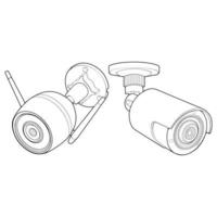 Set of cctv in line art vector style, isolated on white background. Cctv in line art vector style for coloring book.