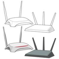 Set of router vector art. Vector Art isolated on white background for coloring book.