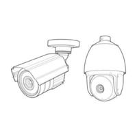 Set of cctv in line art vector style, isolated on white background. Cctv in line art vector style for coloring book.