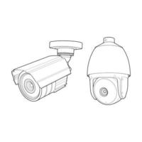 conjunto de cctv en estilo de vector de arte de línea, aislado sobre fondo blanco. cctv en estilo de vector de arte de línea para colorear libro.