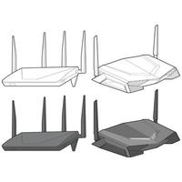 Set of router vector art. Vector Art isolated on white background for coloring book.