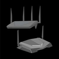 Set of router vector art. Vector Art isolated on black background for coloring book.