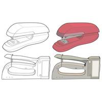 Set of stapler in vector art style, isolated on white background. stapler in vector art style for coloring book.