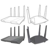 Set of router vector art. Vector Art isolated on white background for coloring book.