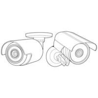 Set of cctv in line art vector style, isolated on white background. Cctv in line art vector style for coloring book.