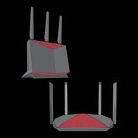 Set of router vector art. Vector Art isolated on black background for coloring book.