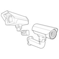 conjunto de cctv en estilo de vector de arte de línea, aislado sobre fondo blanco. cctv en estilo de vector de arte de línea para colorear libro.