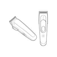 Set of hair clipper machine line art style. Hairdresser professional tool. Vector line art illustration isolated for coloring book.