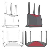 Set of router vector art. Vector Art isolated on white background for coloring book.