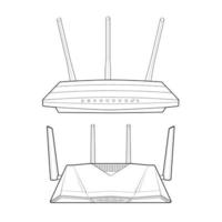 Set router line art vector. Line art vector isolated on white background for coloring book.