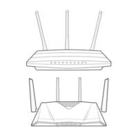 Set router line art vector. Line art vector isolated on white background for coloring book.