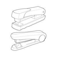 Set of stapler in line art vector style, isolated on white background. stapler in line art vector style for coloring book.