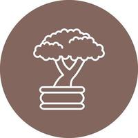 Bonsai Line Circle Background Icon vector