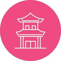 Chinese House Line Circle Background Icon vector