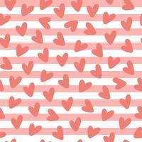 Seamless pattern with small beige hearts on a stripped background. Vector groovy print for wallpaper, fabric, textile design, wrapping paper.