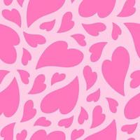 Seamless pattern with cute distorted hearts. Vector romantic background in retro style for textile, wallpaper, wrapping paper, web design. Pink colors