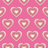 Groovy romantic hearts seamless pattern. Hippie retro print for textile, wrapping paper, web design and social media in style 60s, 70s. Vector illustration
