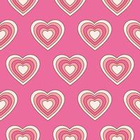 Groovy corazones románticos de patrones sin fisuras. impresión retro hippie para textiles, papel de envolver, diseño web y redes sociales en estilo años 60, 70. ilustración vectorial vector