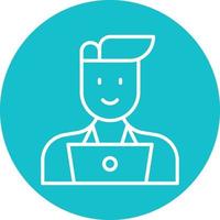 Programmer Male Line Circle Background Icon vector