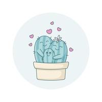 familia feliz de cactus en una olla. ilustración vectorial aislada sobre fondo. vector