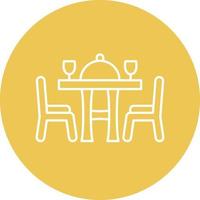 Dining Table Line Circle Background Icon vector