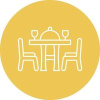 Dining Table Line Circle Background Icon vector