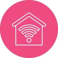 House Wifi Line Circle Background Icon vector