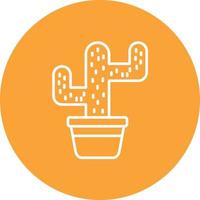 Cactus Line Circle Background Icon vector