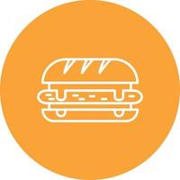 Deli Style Sandwich Line Circle Background Icon vector