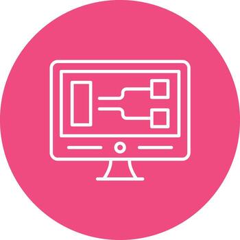 Visual Programming Line Circle Background Icon vector