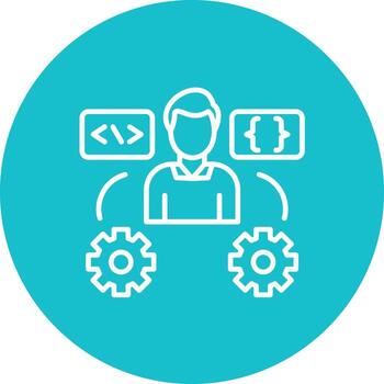 icono de fondo de círculo de línea de usuario experto en tecnología vector