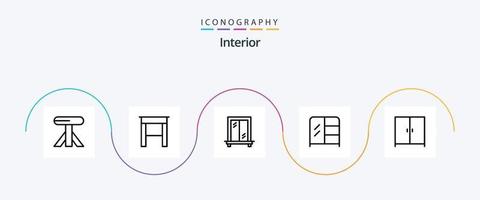 paquete de iconos de línea interior 5 que incluye. mueble. vector