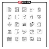 Line Pack of 25 Universal Symbols of handbag smoking interface lighter website Editable Vector Design Elements