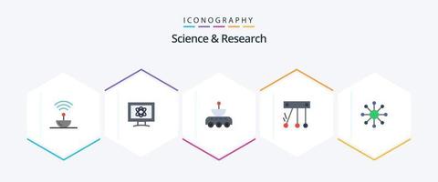 Science 25 Flat icon pack including network. science. space. movement. signal vector