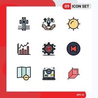 Universal Icon Symbols Group of 9 Modern Filledline Flat Colors of source code html nature chart analytic Editable Vector Design Elements