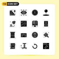 paquete de iconos de vector de stock de 16 signos y símbolos de línea para elementos de diseño de vector editables de interfaz de usuario de pin de flecha de puntero de día