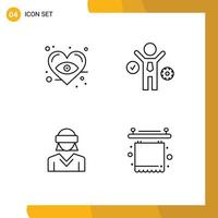 Modern Set of 4 Filledline Flat Colors Pictograph of eye technology business glasses bathroom Editable Vector Design Elements