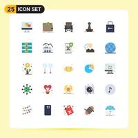 25 User Interface Flat Color Pack of modern Signs and Symbols of rubber legal purse authority stamp Editable Vector Design Elements