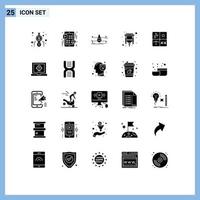 Set of 25 Modern UI Icons Symbols Signs for audio usb water connector smart city Editable Vector Design Elements