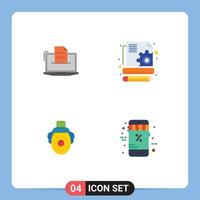 Group of 4 Flat Icons Signs and Symbols for features seo online web clown Editable Vector Design Elements
