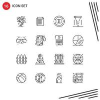 Editable Vector Line Pack of 16 Simple Outlines of funnel chemical laboratory find chemical funnel maps Editable Vector Design Elements