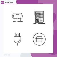 Set of 4 Commercial Filledline Flat Colors pack for bucket devices water mix plug Editable Vector Design Elements