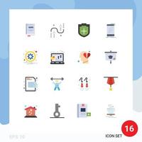 Universal Icon Symbols Group of 16 Modern Flat Colors of smartphone mobile development device security Editable Pack of Creative Vector Design Elements