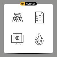 Universal Icon Symbols Group of 4 Modern Filledline Flat Colors of chat computer dialog document network Editable Vector Design Elements