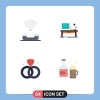 Universal Icon Symbols Group of 4 Modern Flat Icons of device lamp support business table Editable Vector Design Elements