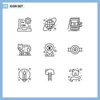 Set of 9 Modern UI Icons Symbols Signs for location polar pos bear files Editable Vector Design Elements